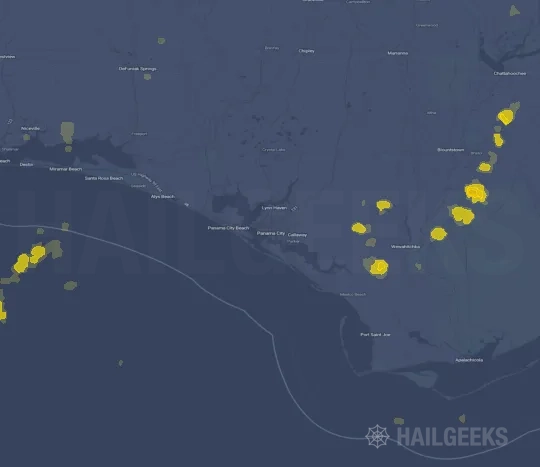 Hail map for Panama City, FL
