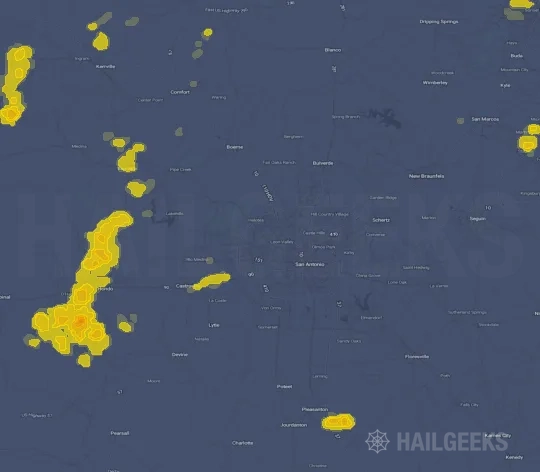 Hail map for San Antonio, TX