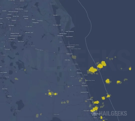Hail map for Palm Bay, FL