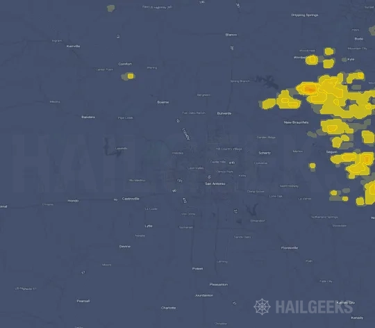 Hail map for San Antonio, TX