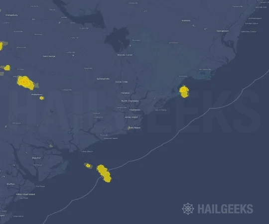 Hail map for Charleston, SC on Aug 13, 2024