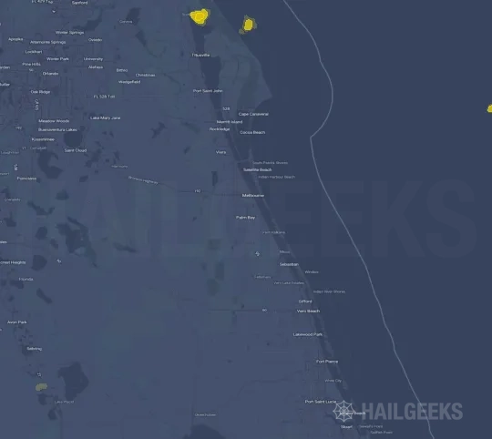 Hail map for Palm Bay, FL on Aug 13, 2024
