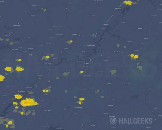Hail map for Chattanooga, TN on Aug 16, 2024