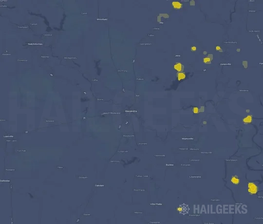 Hail map for Alexandria, LA on Aug 17, 2024