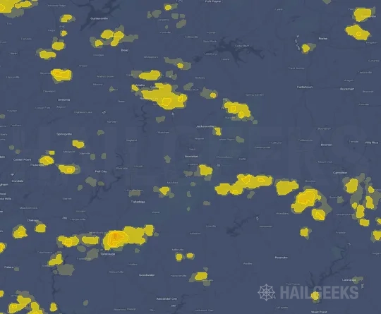Hail map for Anniston, AL