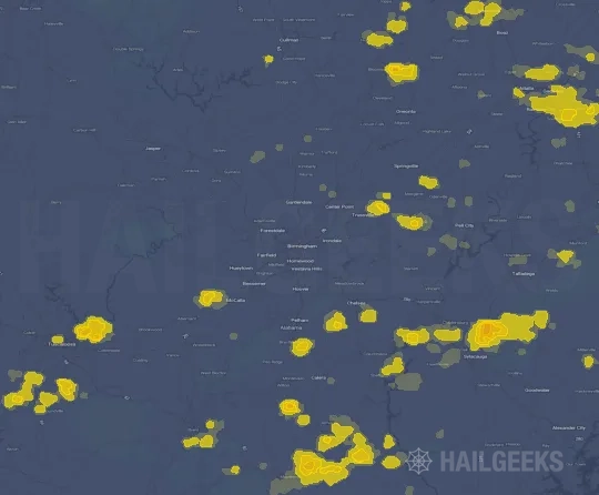 Hail map for Birmingham, AL