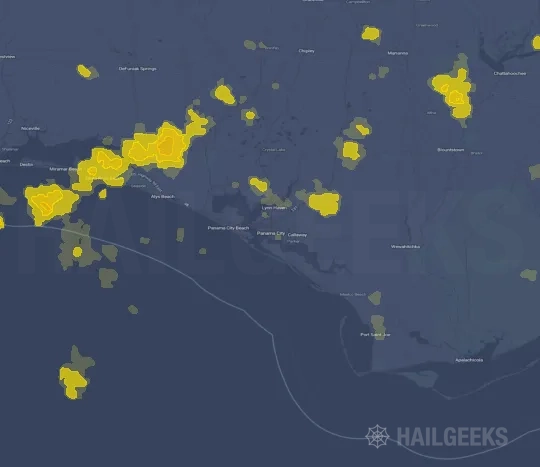 Hail map for Panama City, FL