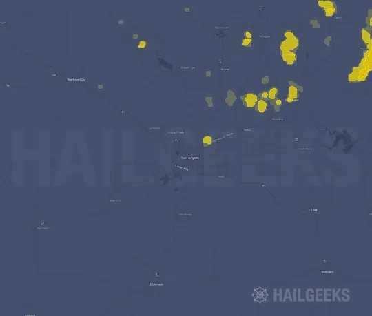 Hail map for San Angelo, TX on Aug 23, 2024