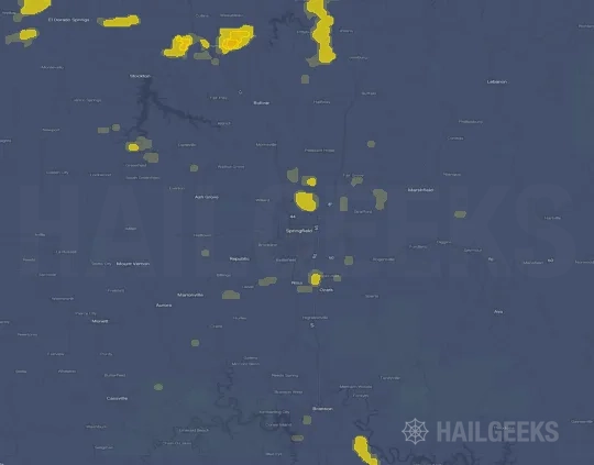 Hail map for Springfield, MO