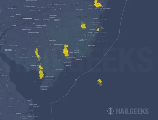 Hail map for Atlantic City, NJ on Aug 26, 2024