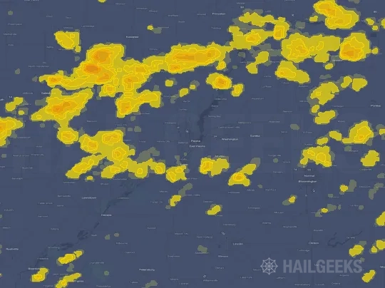 Hail map for Peoria, IL on Aug 27, 2024