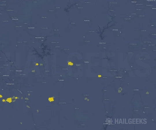 Hail map for Auburn, AL