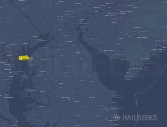 Hail map for Dover, DE