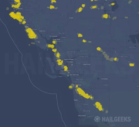 Hail map for Fort Myers, FL