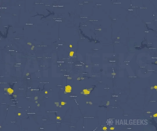 Hail map for Longview, TX