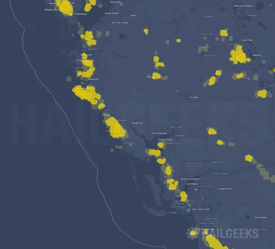 Hail map for North Port, FL
