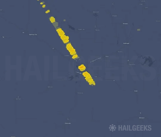Hail map for San Angelo, TX on Aug 28, 2024