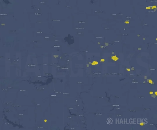 Hail map for Texarkana, AR