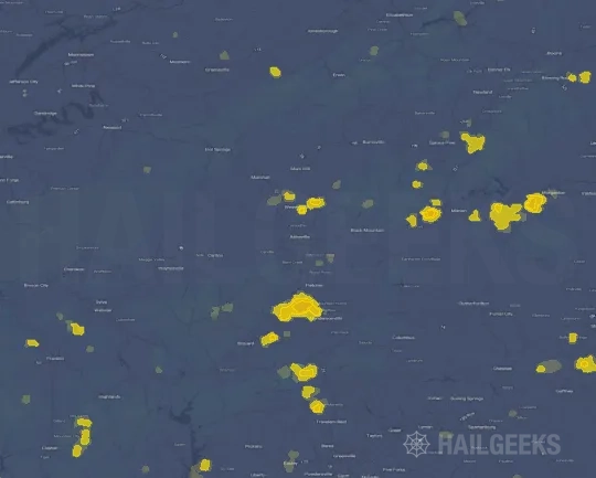 Hail map for Asheville, NC