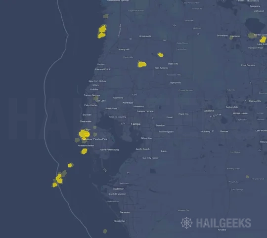 Hail map for Tampa, FL on Aug 30, 2024