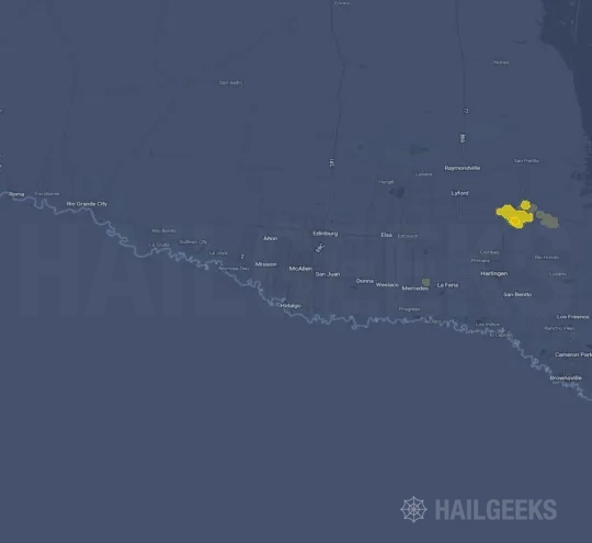 Hail map for McAllen, TX on Sep 14, 2024