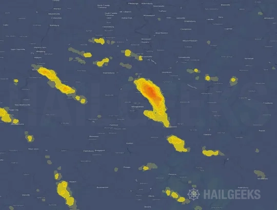 Hail map for Morgantown, WV
