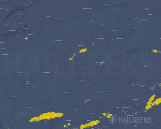 Hail map for Asheville, NC