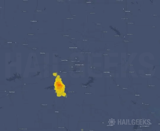 Hail map for Wichita Falls, TX on Sep 24, 2024