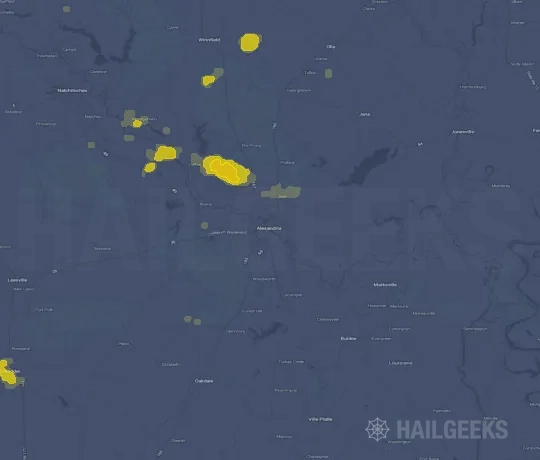 Hail map for Alexandria, LA on Sep 25, 2024