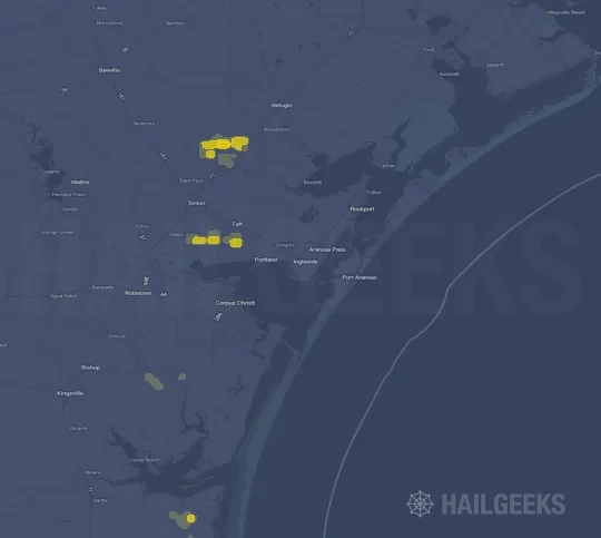 Hail map for Corpus Christi, TX on Sep 28, 2024