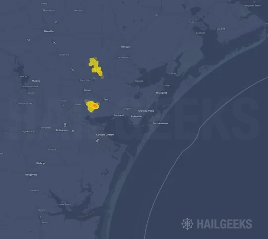 Hail map for Corpus Christi, TX on Sep 30, 2024
