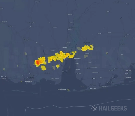 Hail map for Mobile, AL