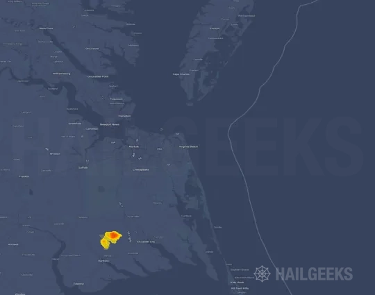 Hail map for Virginia Beach, VA