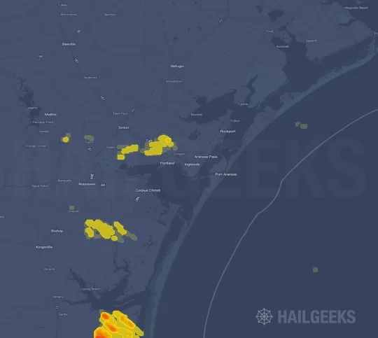 Hail map for Corpus Christi, TX