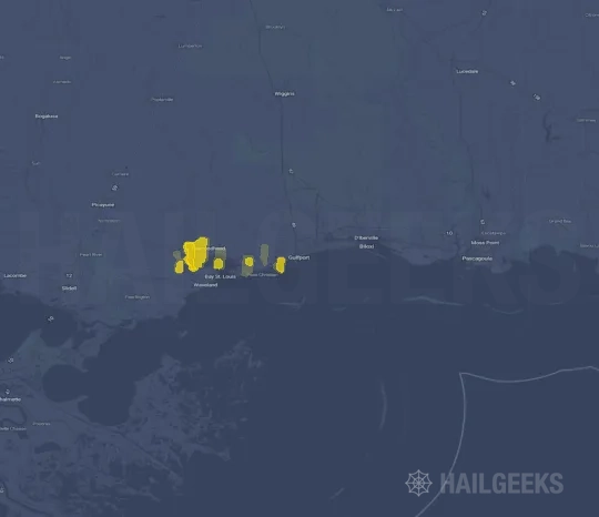 Hail map for Gulfport, MS