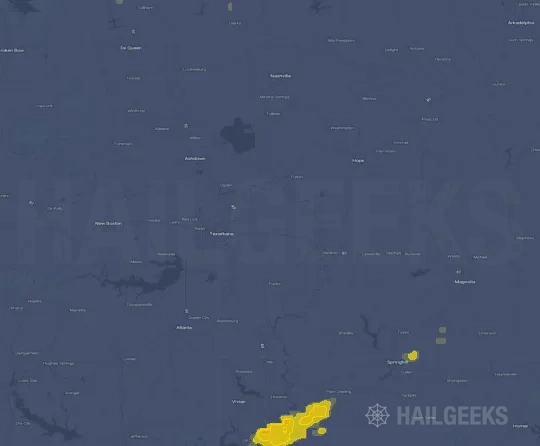 Hail map for Texarkana, AR