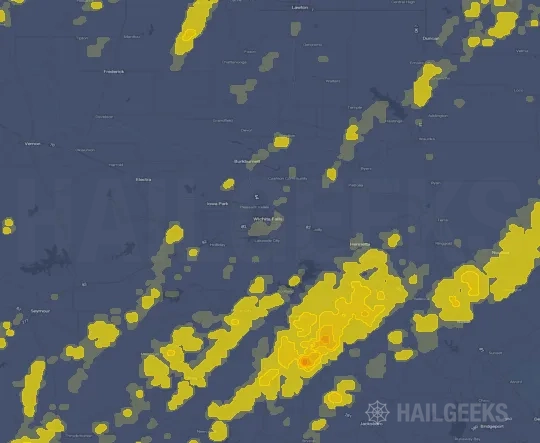 Hail map for Wichita Falls, TX