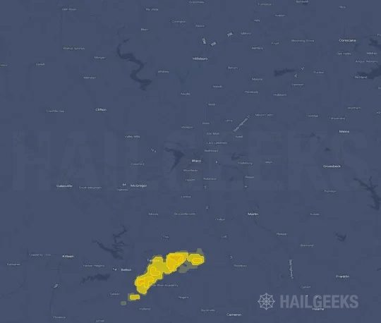 Hail map for Waco, TX