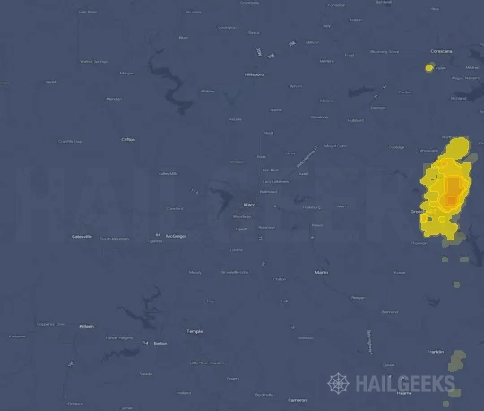 Hail map for Waco, TX