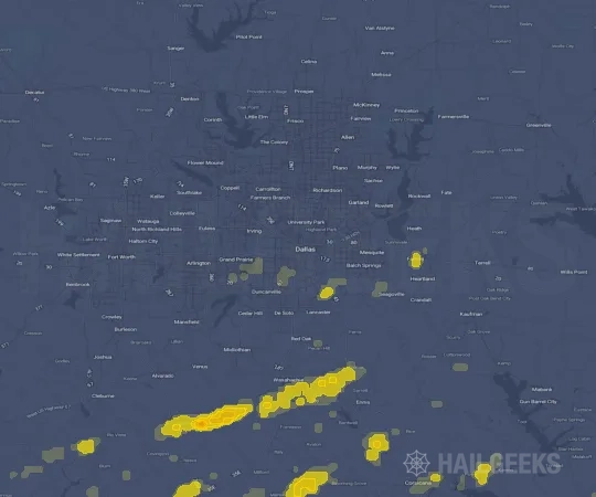 Hail map for Dallas, TX