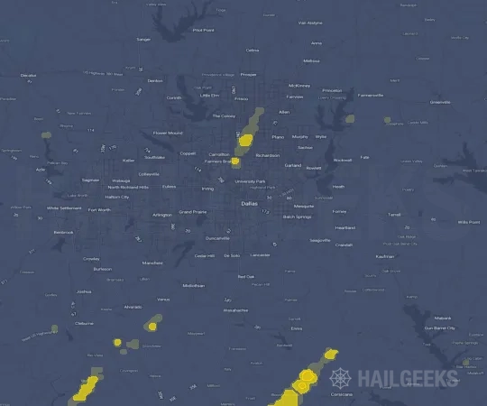 Hail map for Dallas, TX