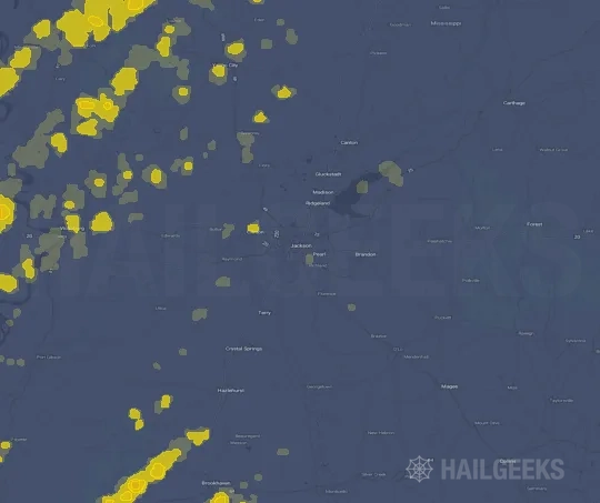 Hail map for Jackson, MS