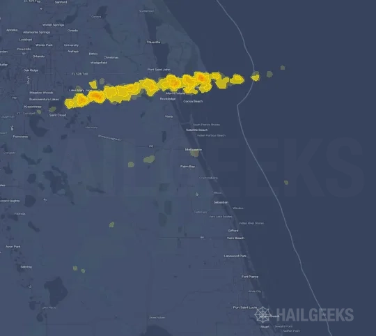 Hail map for Palm Bay, FL