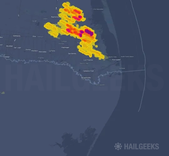 Hail map for Brownsville, TX