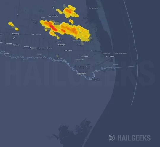 Hail map for Brownsville, TX