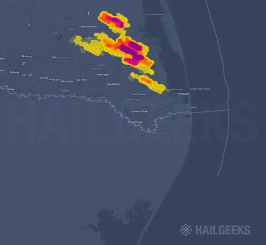Hail map for Brownsville, TX