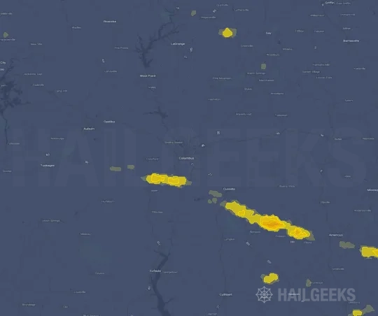 Hail map for Columbus, GA