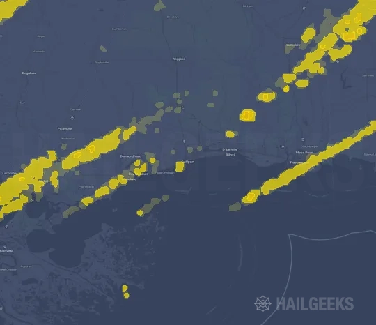 Hail map for Gulfport, MS