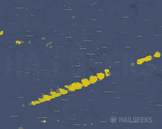 Hail map for Nashville, TN