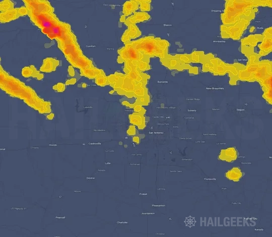 Hail map for San Antonio, TX